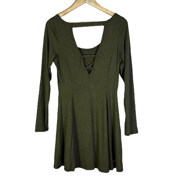 Daily Practice Anthropologie Mini Dress Womens M Olive Green Pleated Balletcore - Picture 5 of 7